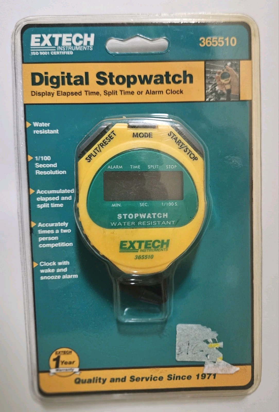 Extech 365510 Digital Stopwatch w/ Neckstrap-Water Resistant- Large LCD display