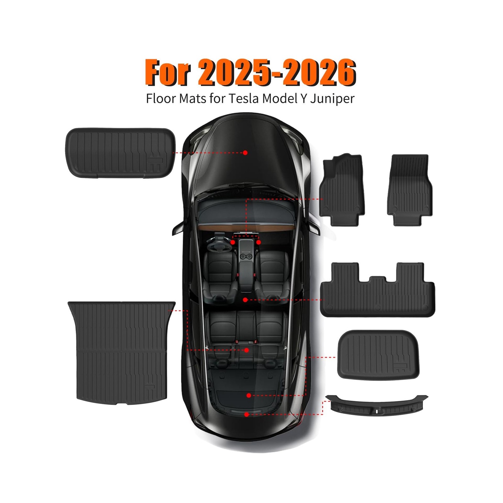 Floor Mats Trunk Mat for Tesla Model Y Juniper 2025 2026(5-Seat), All Weather…