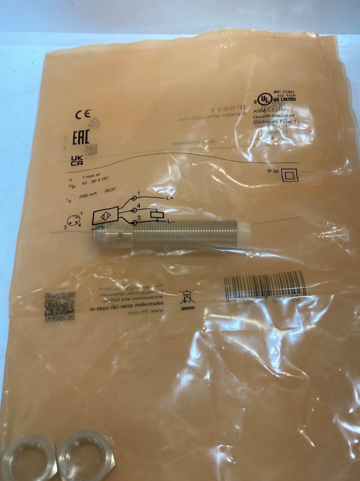 IFM IFK3007-BPKG/US-104 (IF5811) PROXIMITY SENSOR 10-30VDC 7MM SENSING NIB