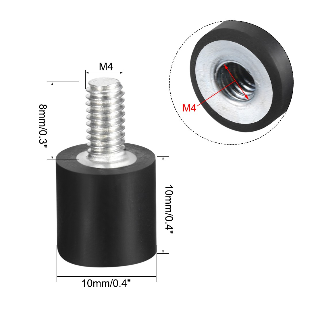4pcs M4 Rubber Mounts Shock Absorber Anti Vibration Isolators 10mm