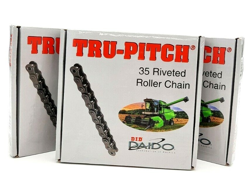3x Tru-Pitch 35 riveted Roller Chain 10 ft Ea. 320 Pitches Ea. Daido Corp.