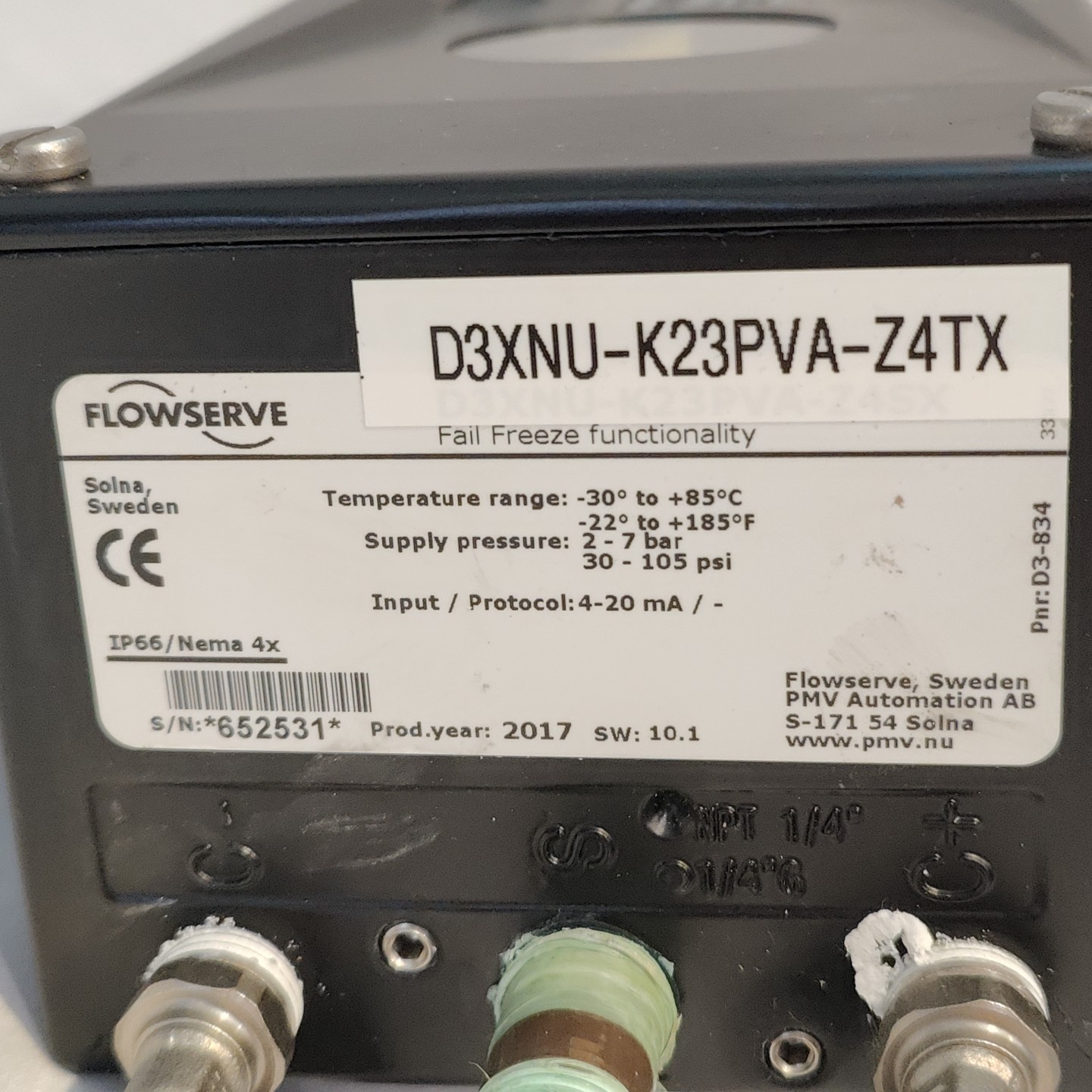 Flowserve PMV D3 Pneumatic Digital Valve Positioner Control D3XNU-K23PVA-Z4TX