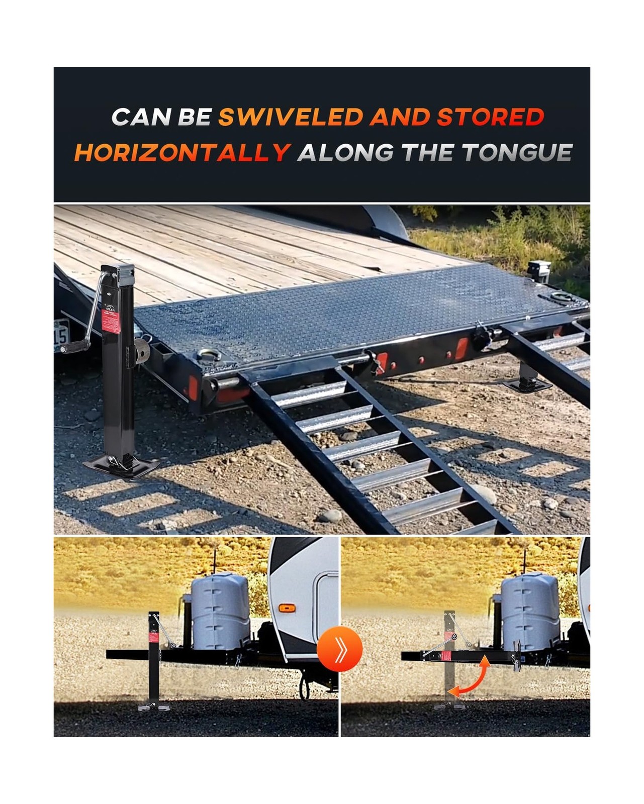 8000 lbs Swivel Trailer Jack, Weld-On Pipe Mount Tongue Jack,28.6″ Vertical T…