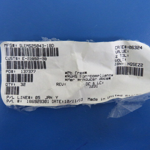 GLENAIR MS25043-18D Qty of 1 per Lot RECEPTACLE PROTECTIVE CAP ALUMINIUM ALLOY
