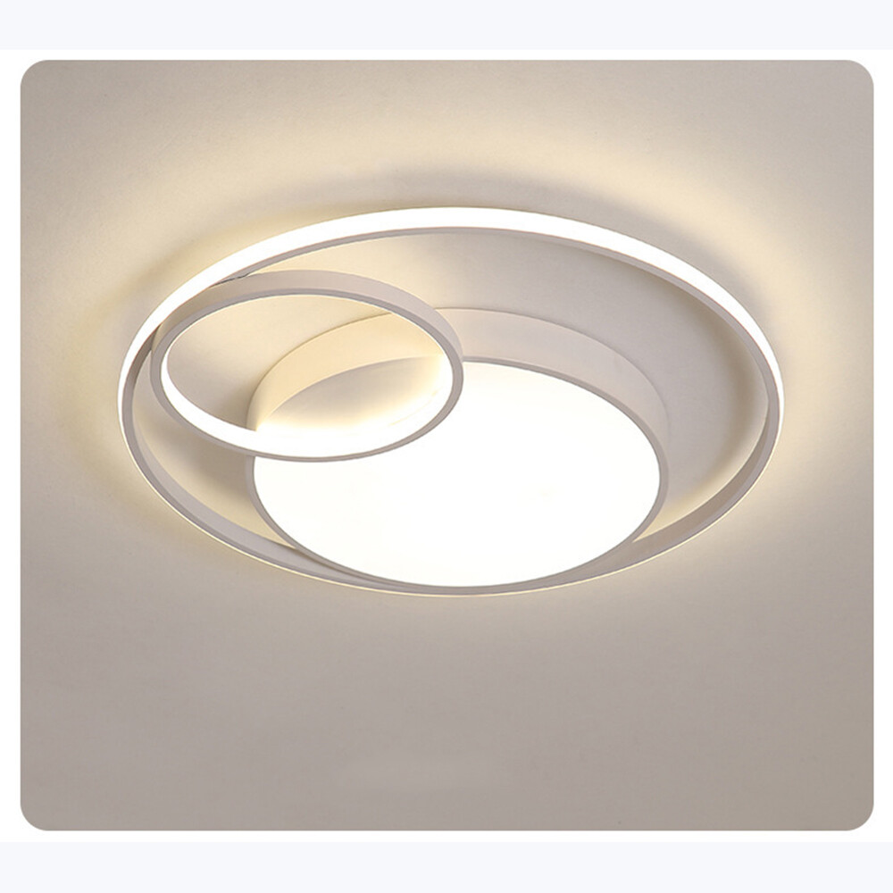 Modern Acrylic LED Ceiling Light Fixture 3 Rings Round Chandelier Bedroom Decor
