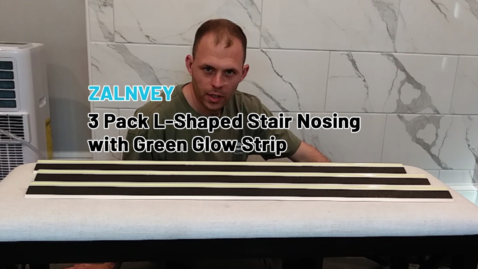 ZALNVEY 48-In Aluminum Stair Nosing Anti-Slip W/ Green Glow Strip 2-Pack