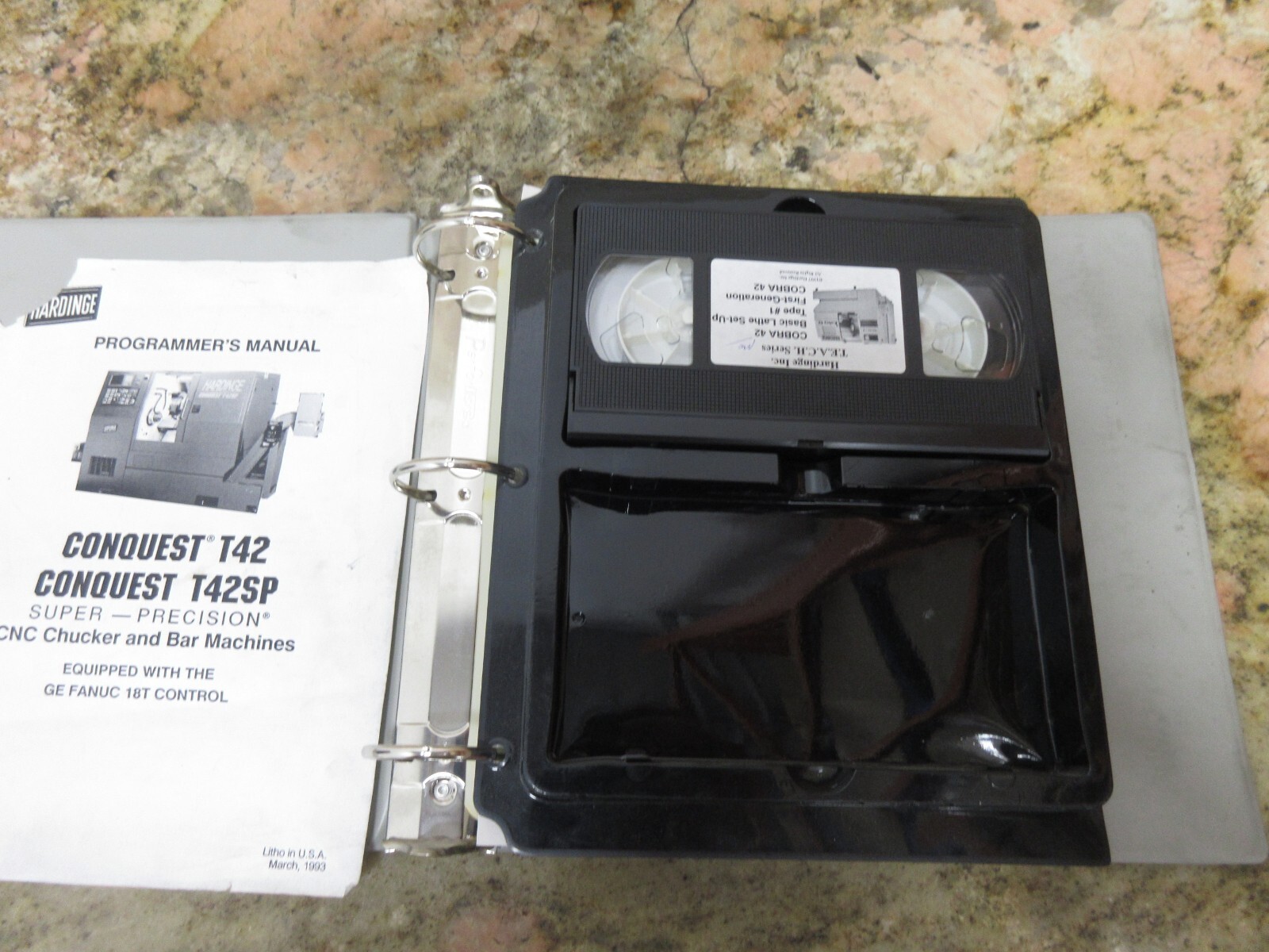 HARDINGE COBRA 42 CNC LATHE PROGRAMMING MANUAL WITH VHS AND TAPE T42 T42SP