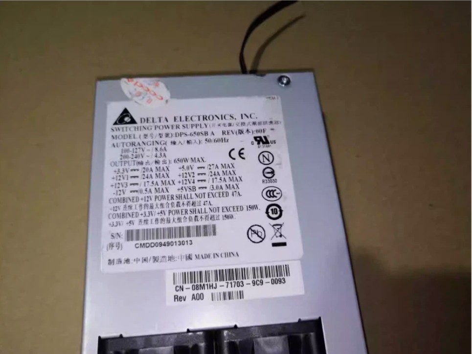 1pcs For C1100 650W 1U server power supply 08M1HJ DPS-650SB A