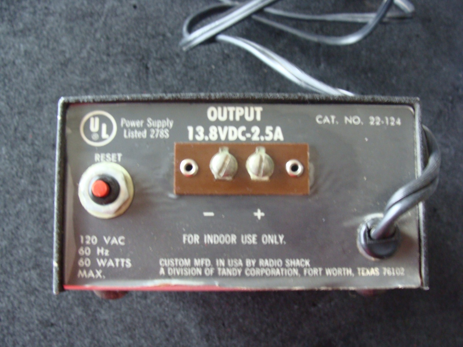 Vintage RS Micronta Regulated 278S, 22-124, 12V Power Supply. Made in USA.