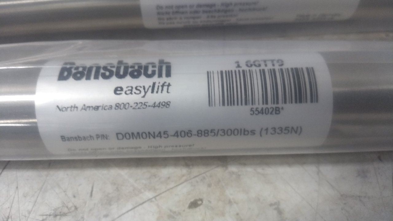 Bansbach Easylift 55402B 7 Pk 15-63/64 In Stroke Length 300 LBF Gas Spring