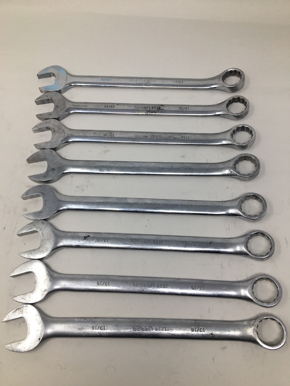 Lot Of 8 Urrea 1226, 12-point Combination Open/Box End Wrenches, All Are 13/16″
