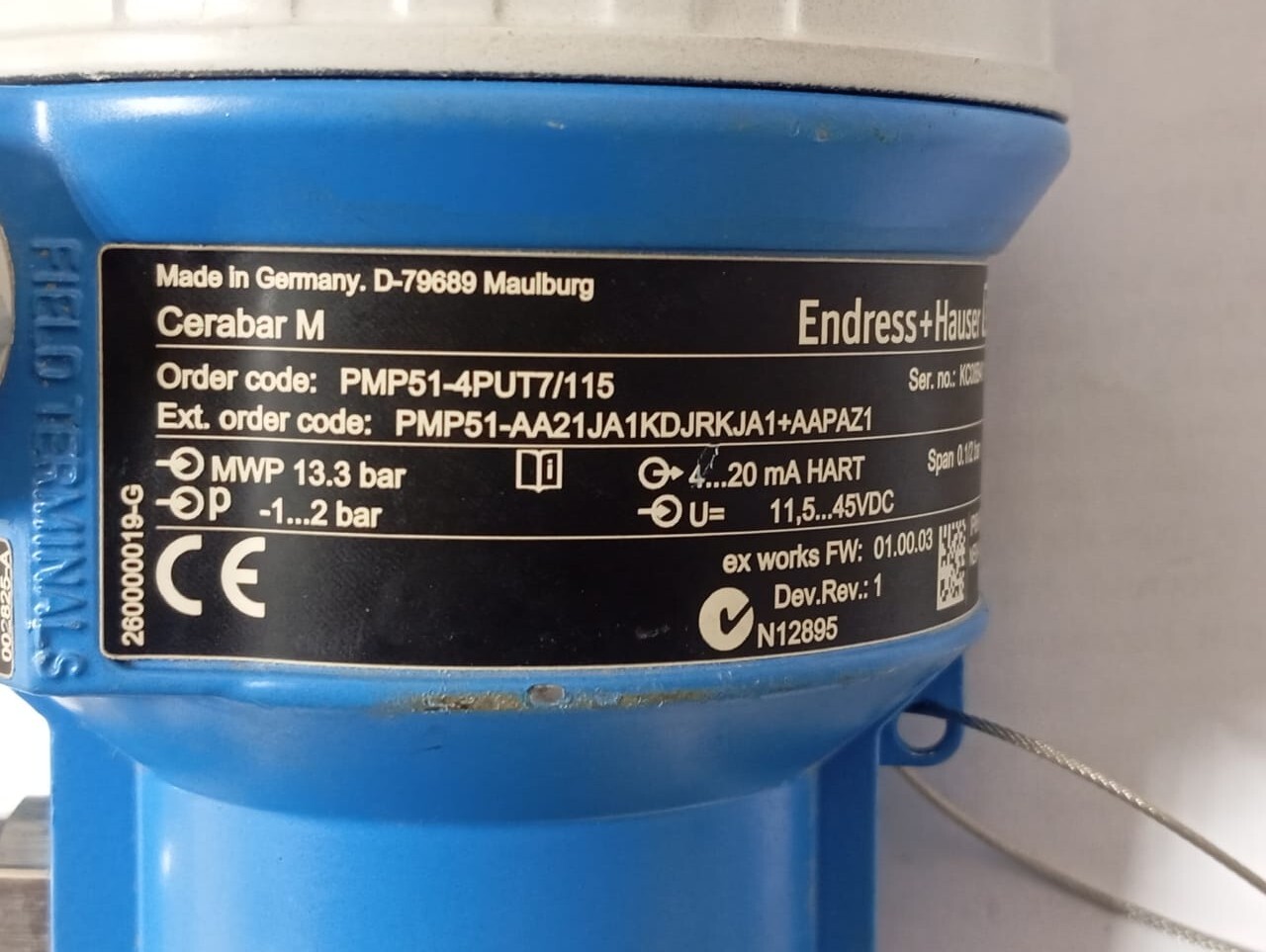 Endress+Hauser / Cerabar M / Pressure Transmitter / PMP51-4PUT7/115 / 13.3bar