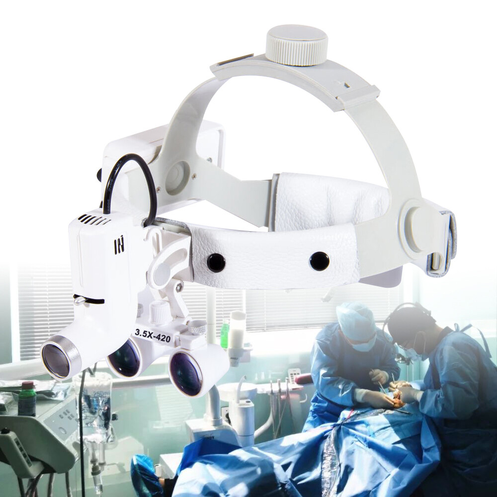 Medical Surgical Dental 3.5X Binocular Loupes Magnifier Headband w/LED Headlight