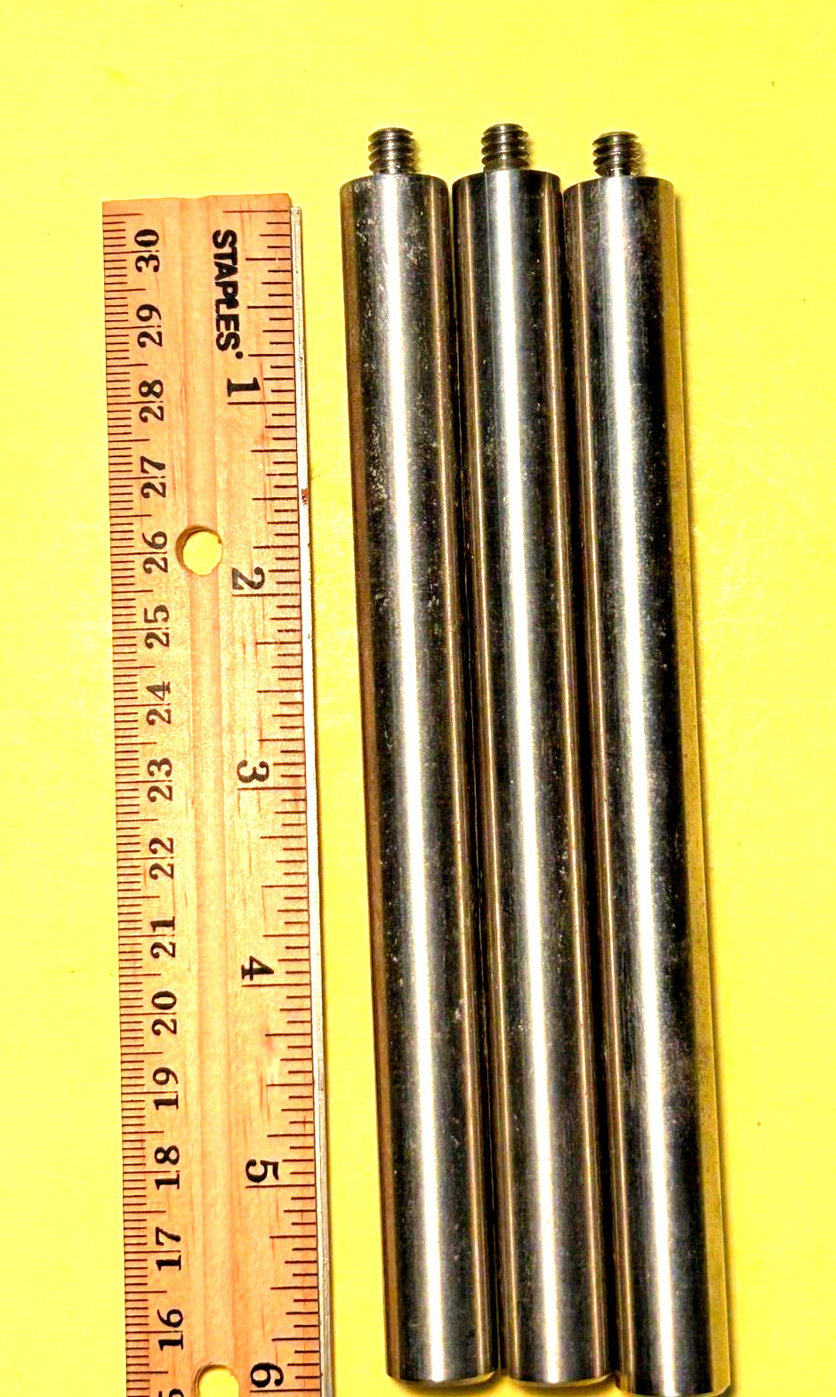 Lot of 3 NRC Oriel SS 6″ long x 9/16″ optical post rods threaded ends