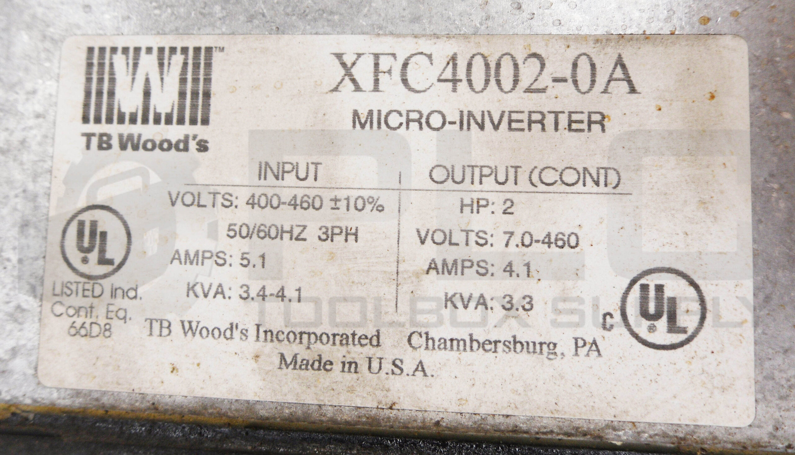 TB WOODS XFC4002-0A MICRO-INVERTER 400-460V 50/60HZ 3PH 5.1A 2HP *READ*