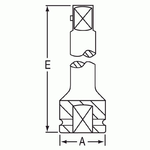 Grey Pneumatic 2257AL 1/2″ Drive F x 3/8″ M Adapter, 18″ Extension Socket