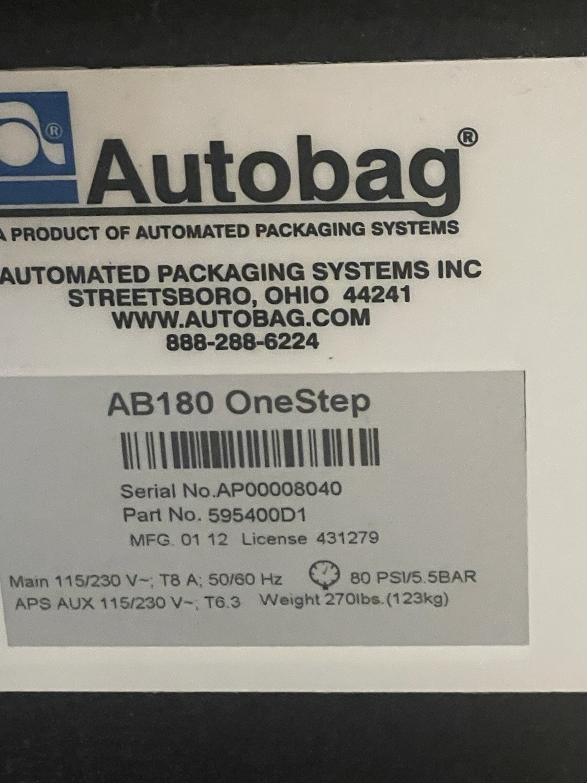 Automated Packaging Systems | AutoBag AB-180 OneStep Bagger System