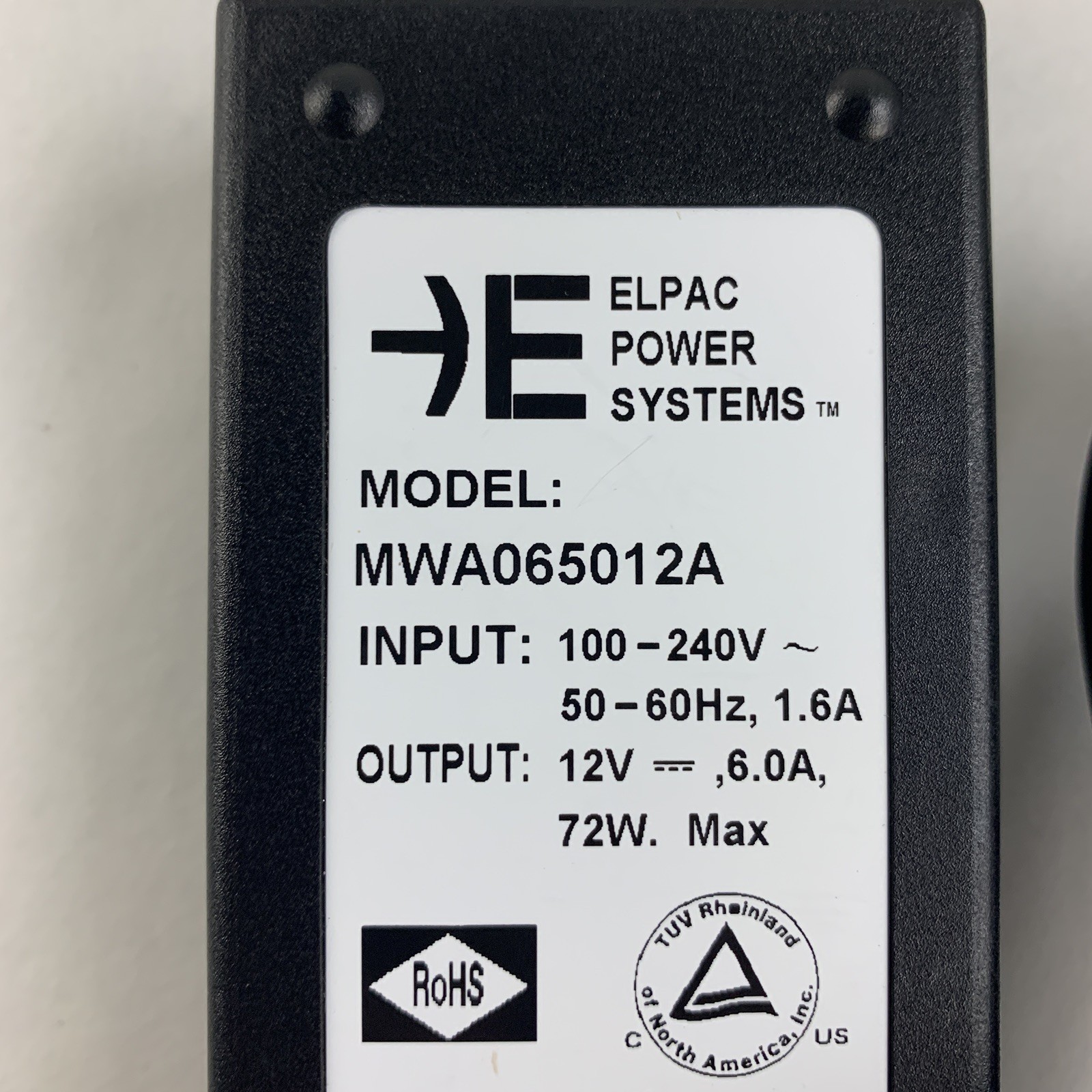Elpac MWA065012A Adapter 12V 6A 72W Power Supply Charger For Meridian