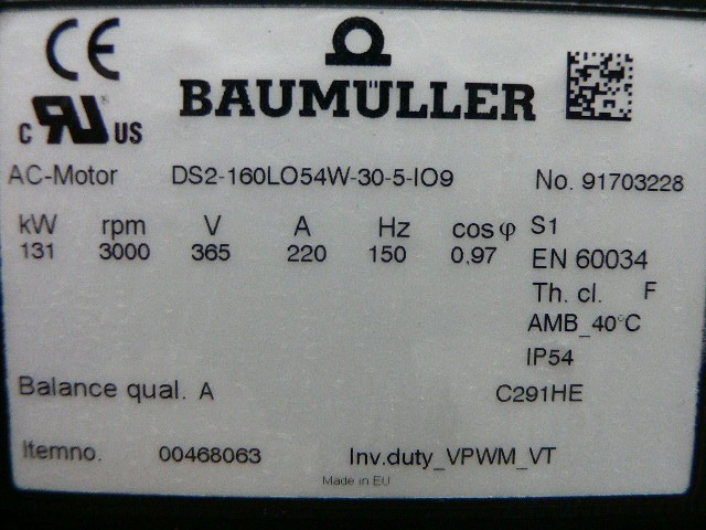 Baumuller Ds2-160Lo54w-30-5-1O9 Ds2160lo54w3051o9 Servo Motor