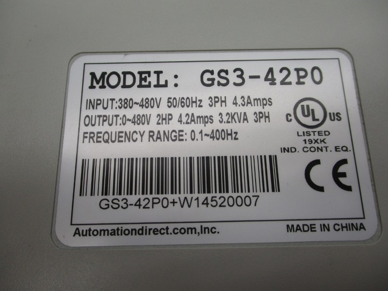 AUTOMATION DIRECT GS3-42P0 GS3-42P0+W14520007 380-480V 4.3A UNMP