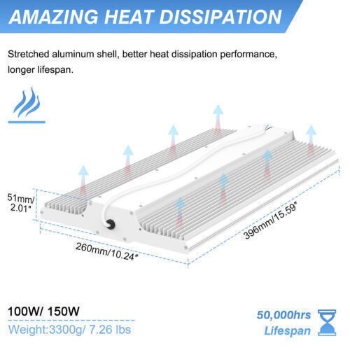 LED Linear High Bay Light 150W 3K/4000K/5000K Adjustable Commercial Shop Lamp UL