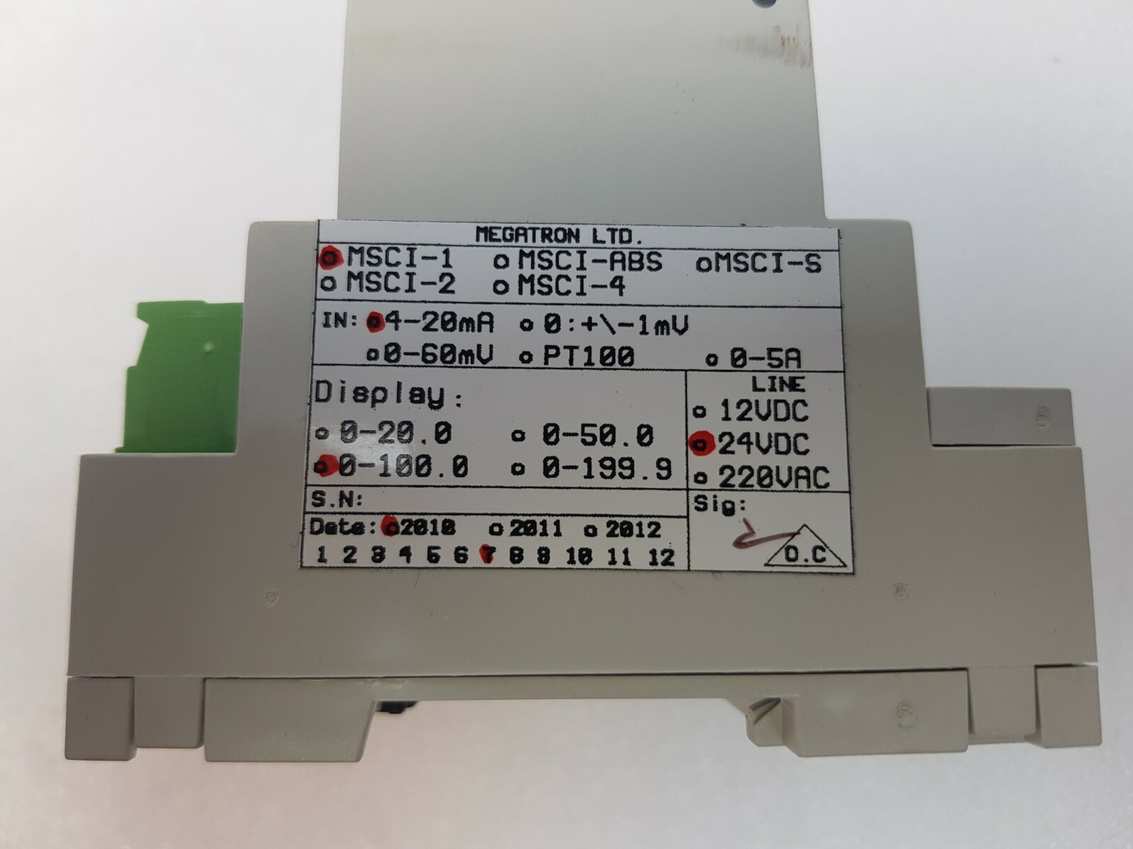 MEGATRON MSCI-1, 4-20mA, 0-100.0, 24VDC