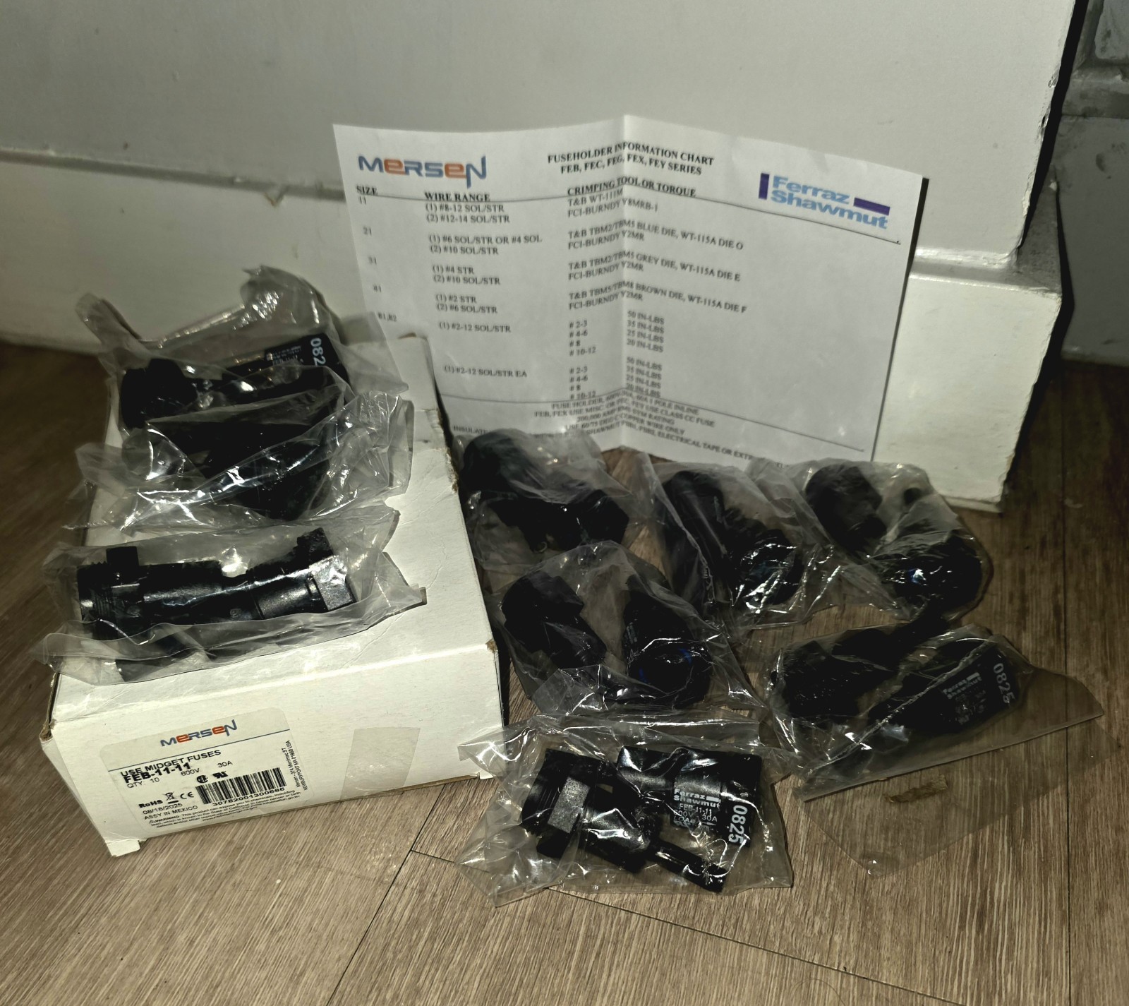 Mersen Ferraz Shawmut FEB-11-11 Fuse Holders 600V 30A Box of 10