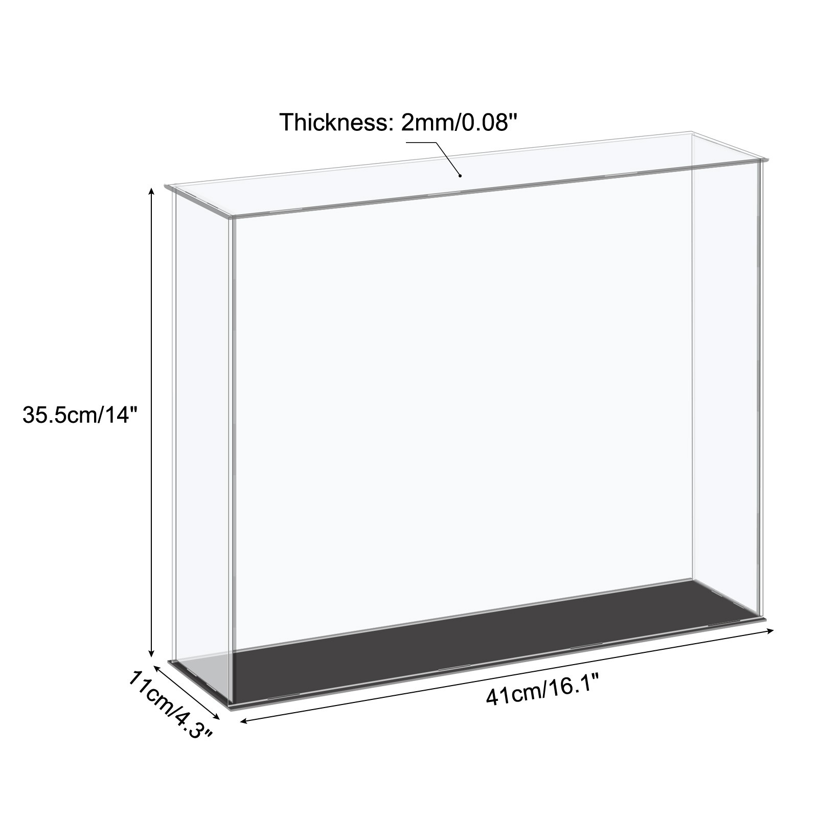 Acrylic Display Case Plastic Box Cube Storage Box Clear 41x11x35.5cm