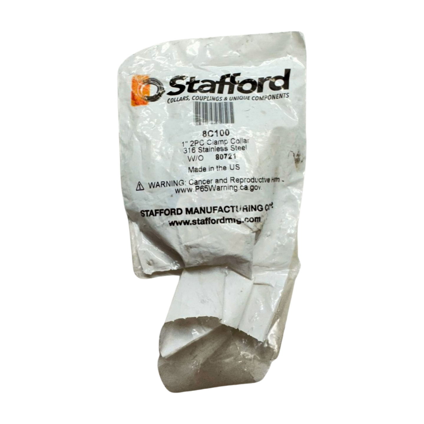Stafford 8C100 Stainless Steel 1″ Two-Piece Clamp Collar, w/o 80721