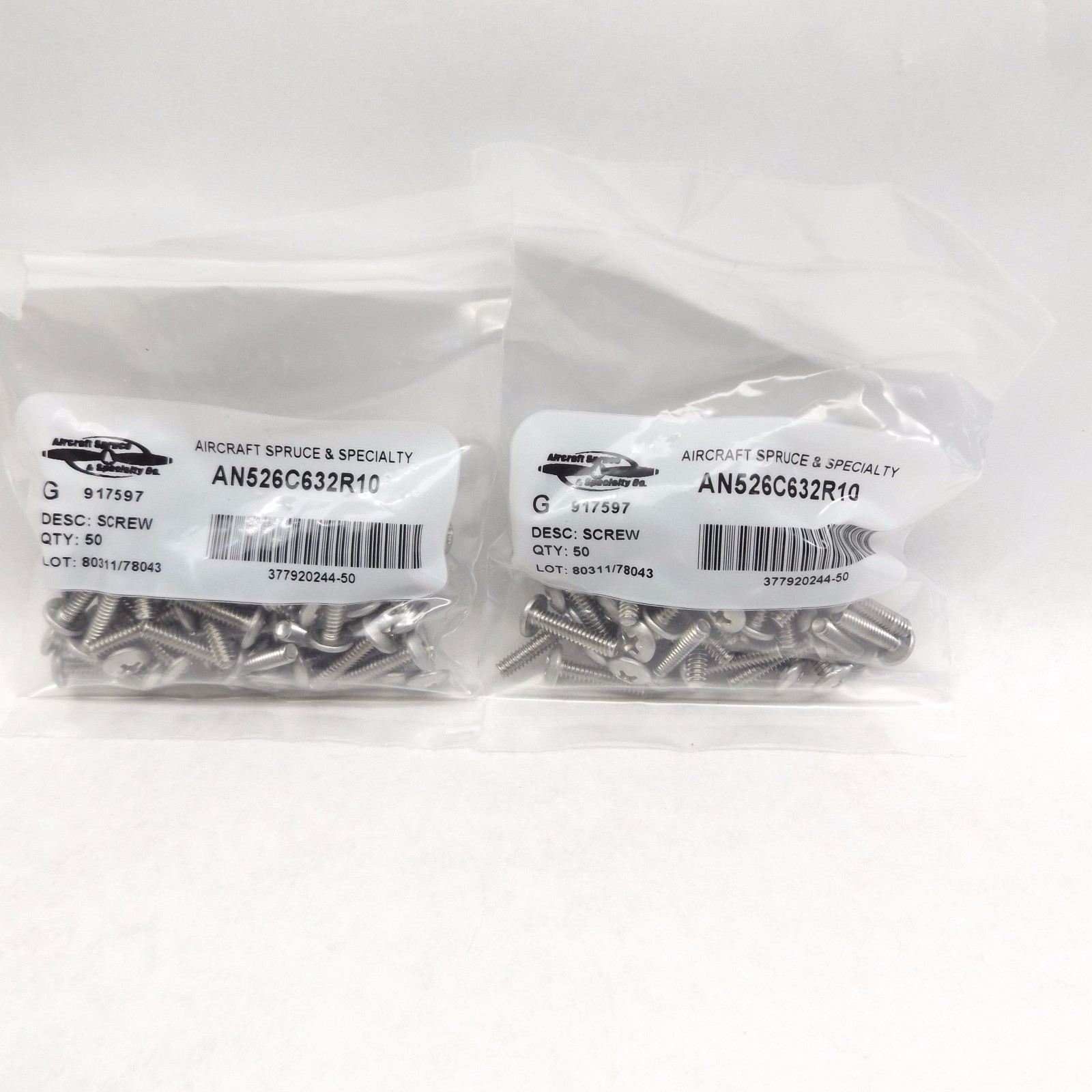 LOT OF 100 AS&S AN526C632R10 STAINLESS 6-32X5/8 MACHINE SCREW NON-STRUCTURAL