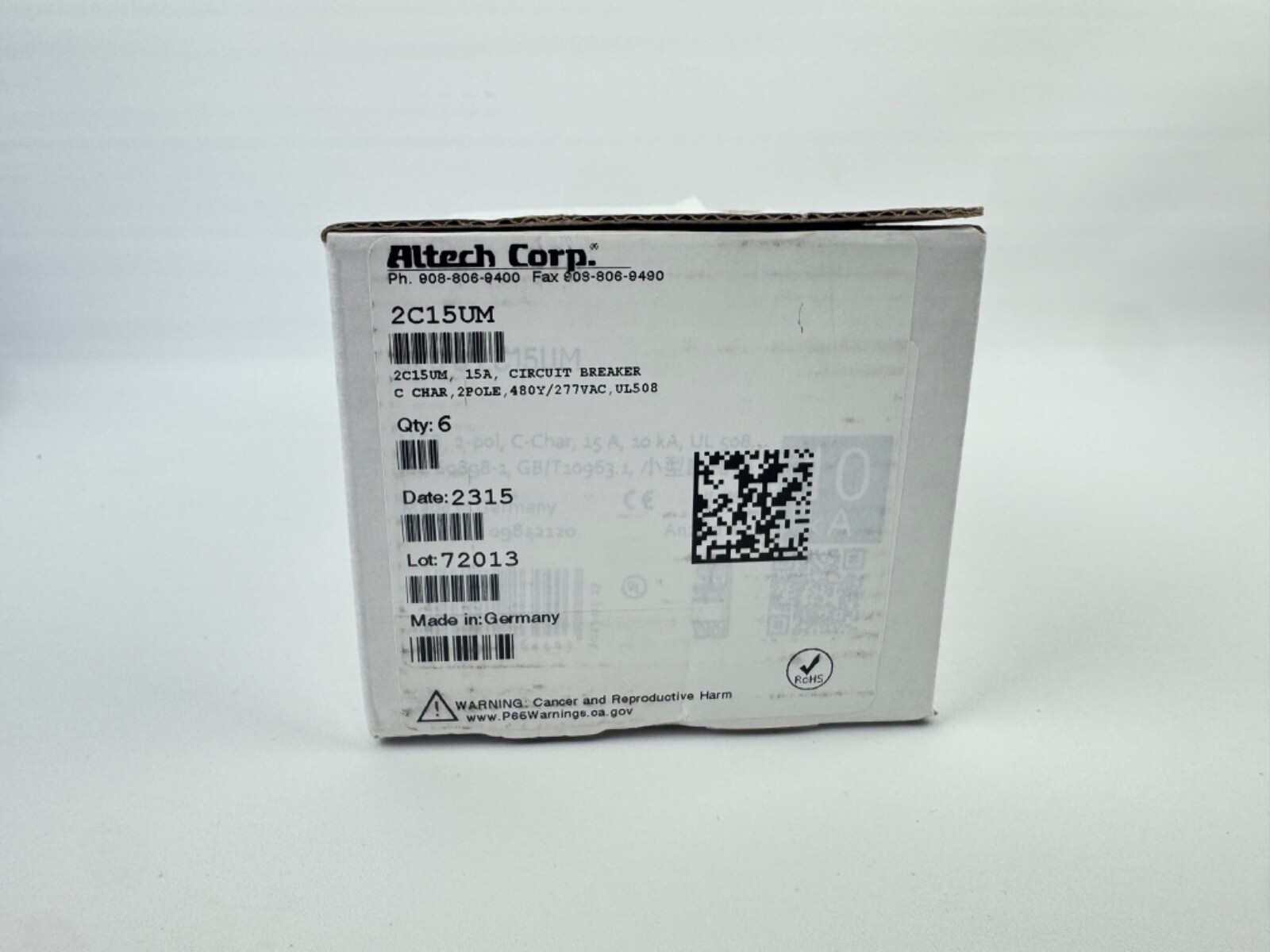 Altech Corp 2C15UM 15A Circuit Breaker *BOX OF 6*