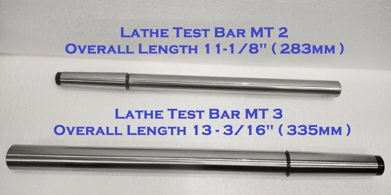 3MT 2MT Lathe Mandrel Alignment Test Bar SET MT3 – MT2 EN31 Alloy (335 – 283mm)