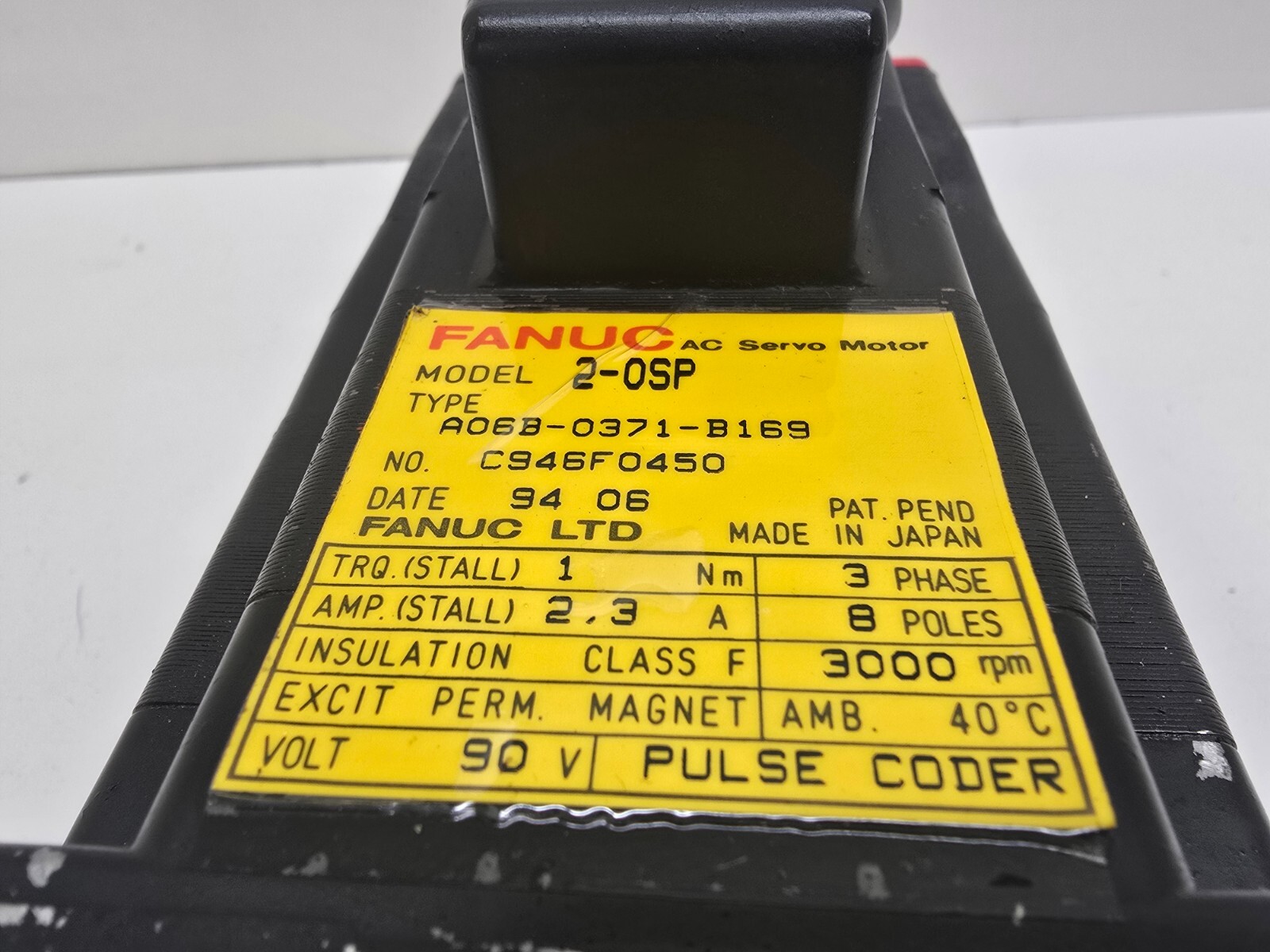 GOOD USED! FANUC AC SERVO MOTOR A06B-0371-B169 W/ ENCODER A860-0346-T041