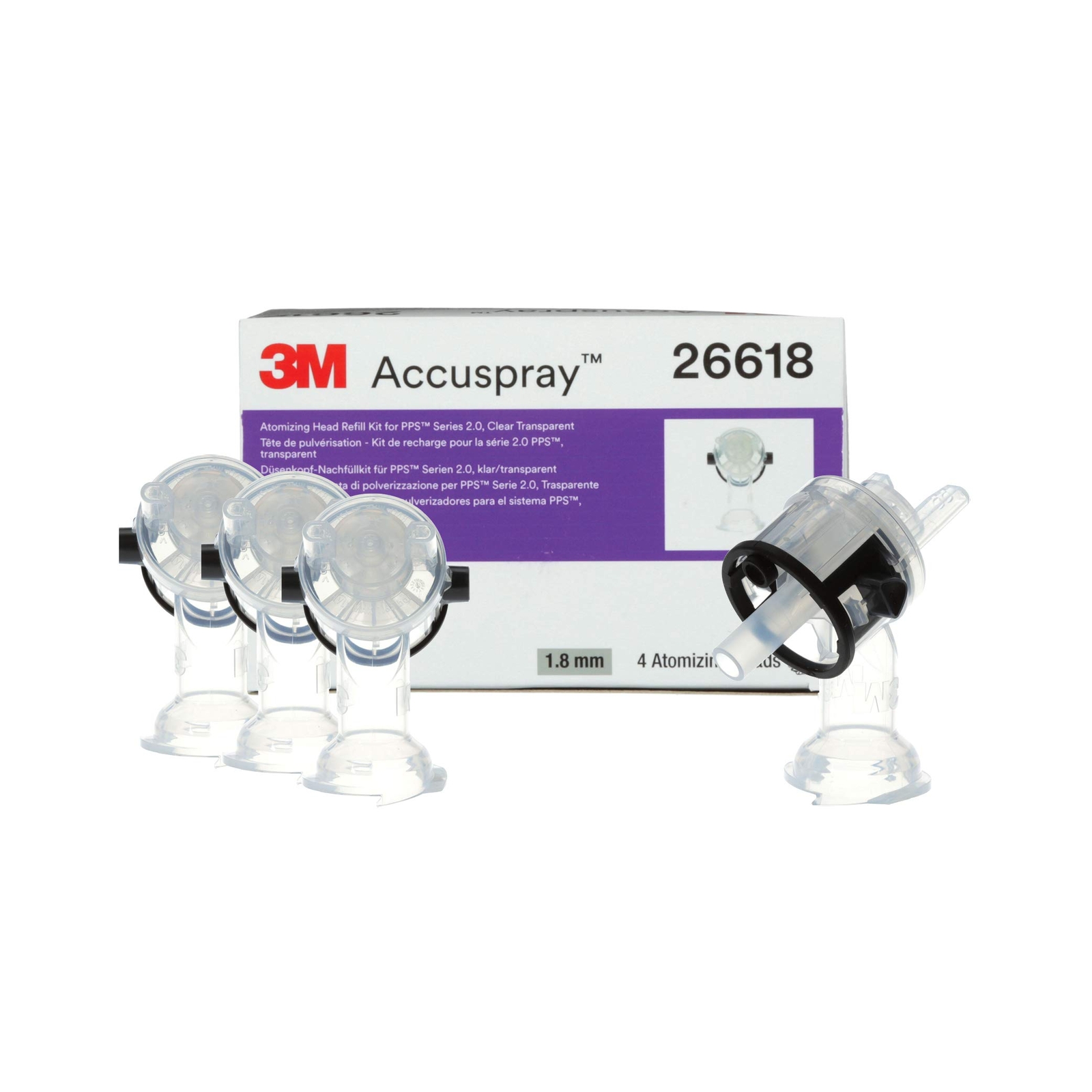 3M Accuspray Paint Spray Gun Nozzle Refills for PPS 2.0 26618 1.8 mm Clear Use