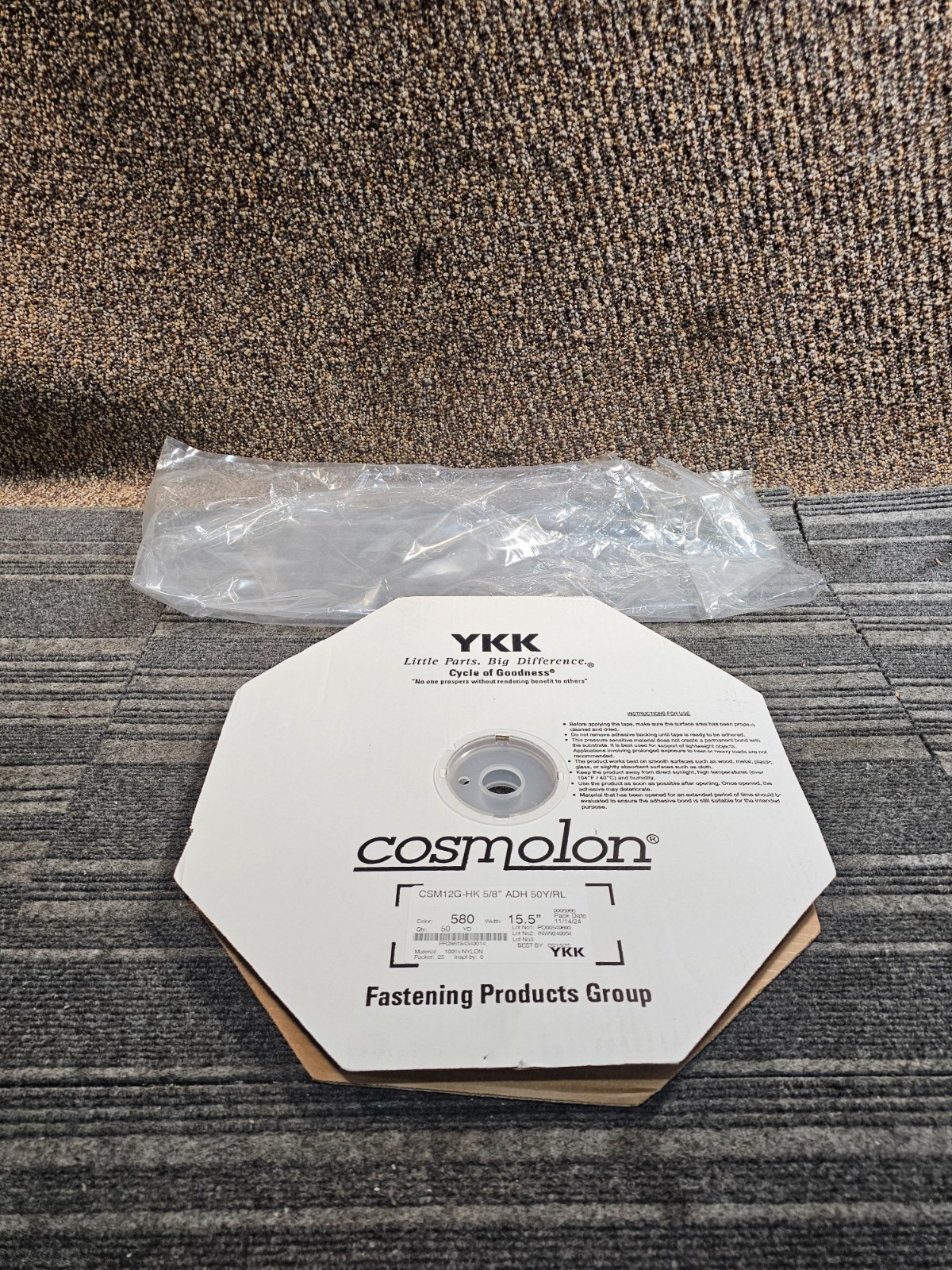 YKK Cosmolon PR286184340014 CSM12G-HK 5/8″ ADH Closure Tape 50 Yard, Nylon