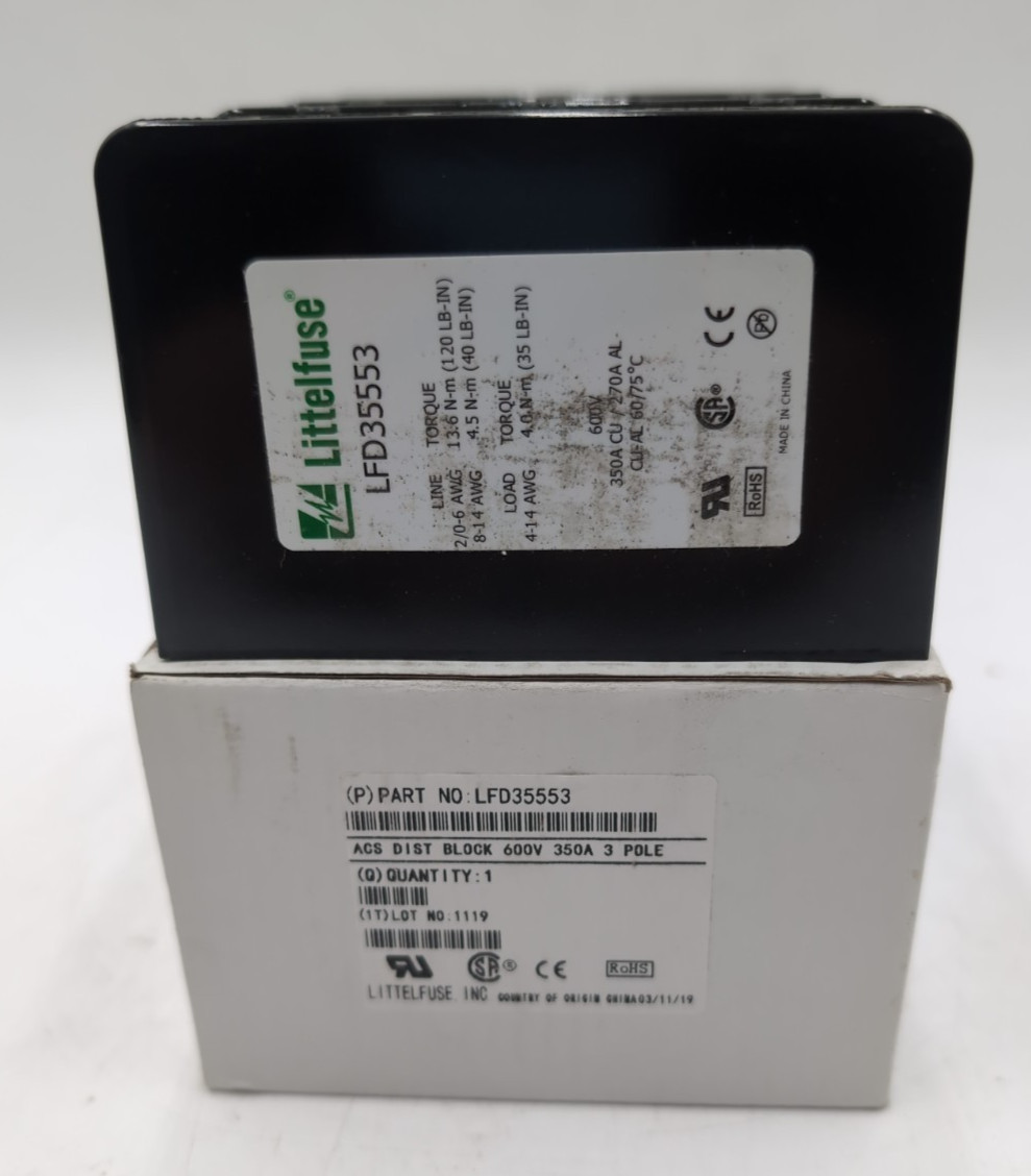 LittelFuse LFD35553 3 Pole Power Distribution Block Powr-Gard Series 350A 600V