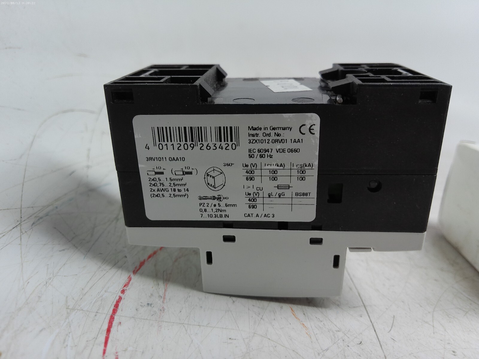 New Siemens 3RV1011-0AA10 Circuit Breaker (.11 to .16 Amp)