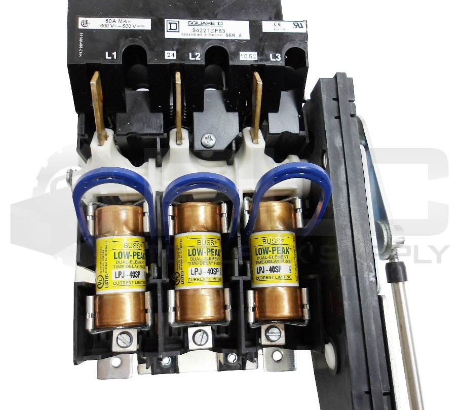 SQUARE D 9422TDF63 /A DISCONNECT SWITCH W/ 9422CFT30 /A W/ (3) LPJ-40SP