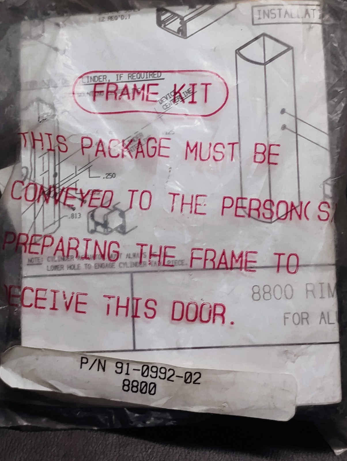 Adams Rite 91-0992-02 Frame Kit Replacement for 8800 Series Panic Exit Devices
