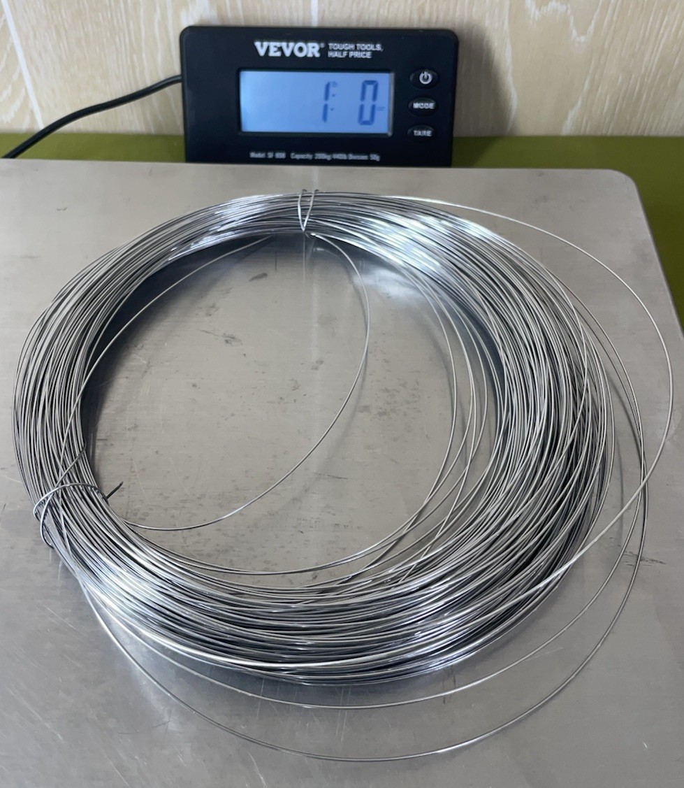 Niobium Wire, 0.0323″ dia, Oxford Instruments, Each bundle of wire is 1LB