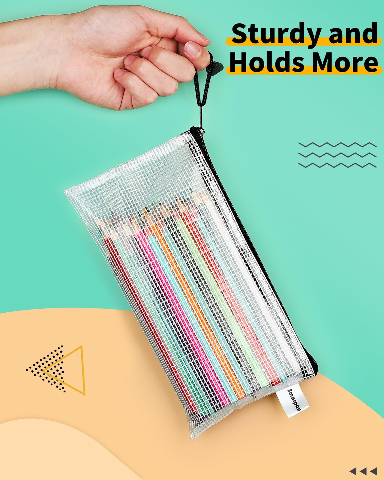 Smarpau Pencil Pouch 24PCS, 9.3″ x 4.7″ Mesh Zipper A6-9.3×4.7in-24pcs, Black