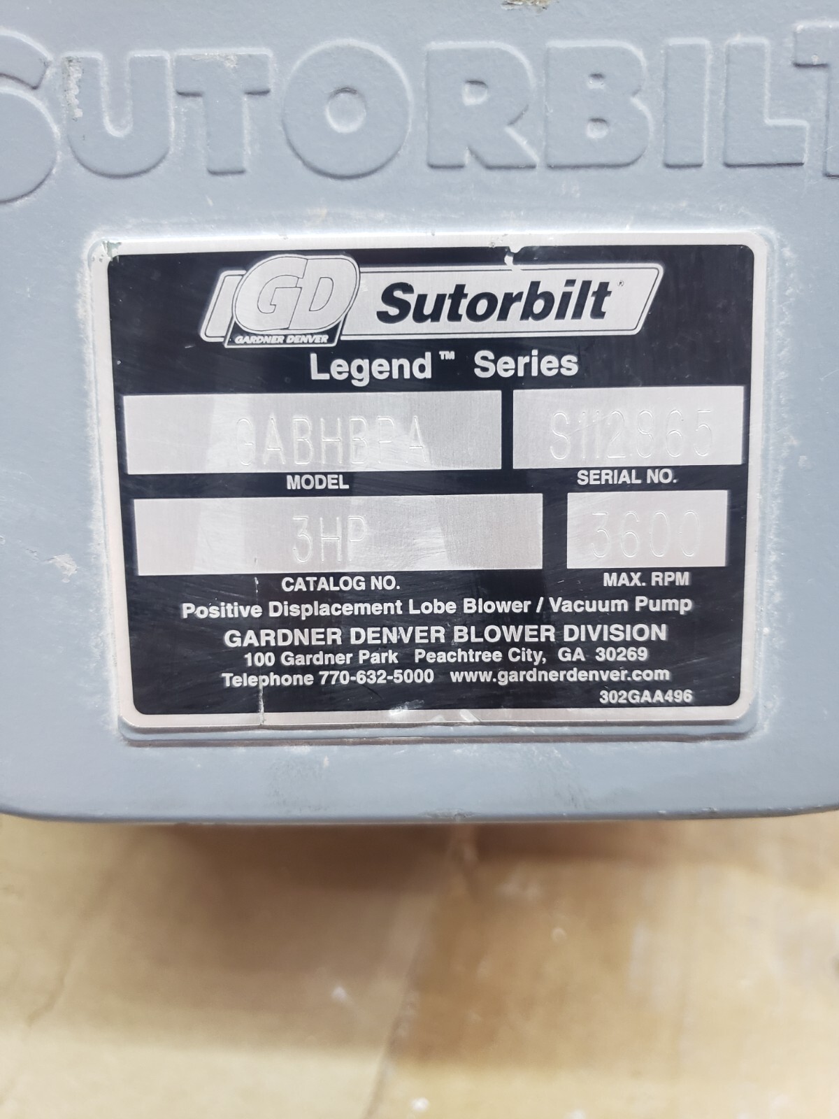 IGD SUTORBILT GABHBPA BLOWER 3HP
