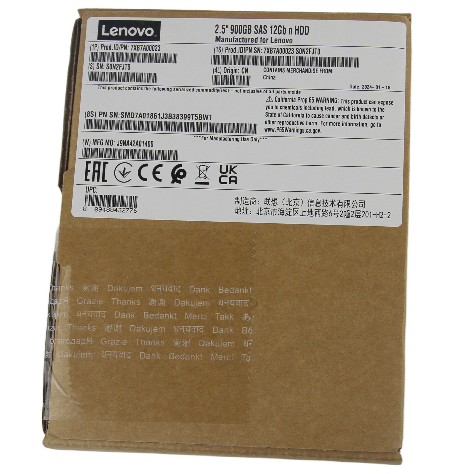 New Lenovo 00YK012 7XB7A00023 2.5 ” 900GB 15K SAS 12G HDD HARD DRIVE – US Stock