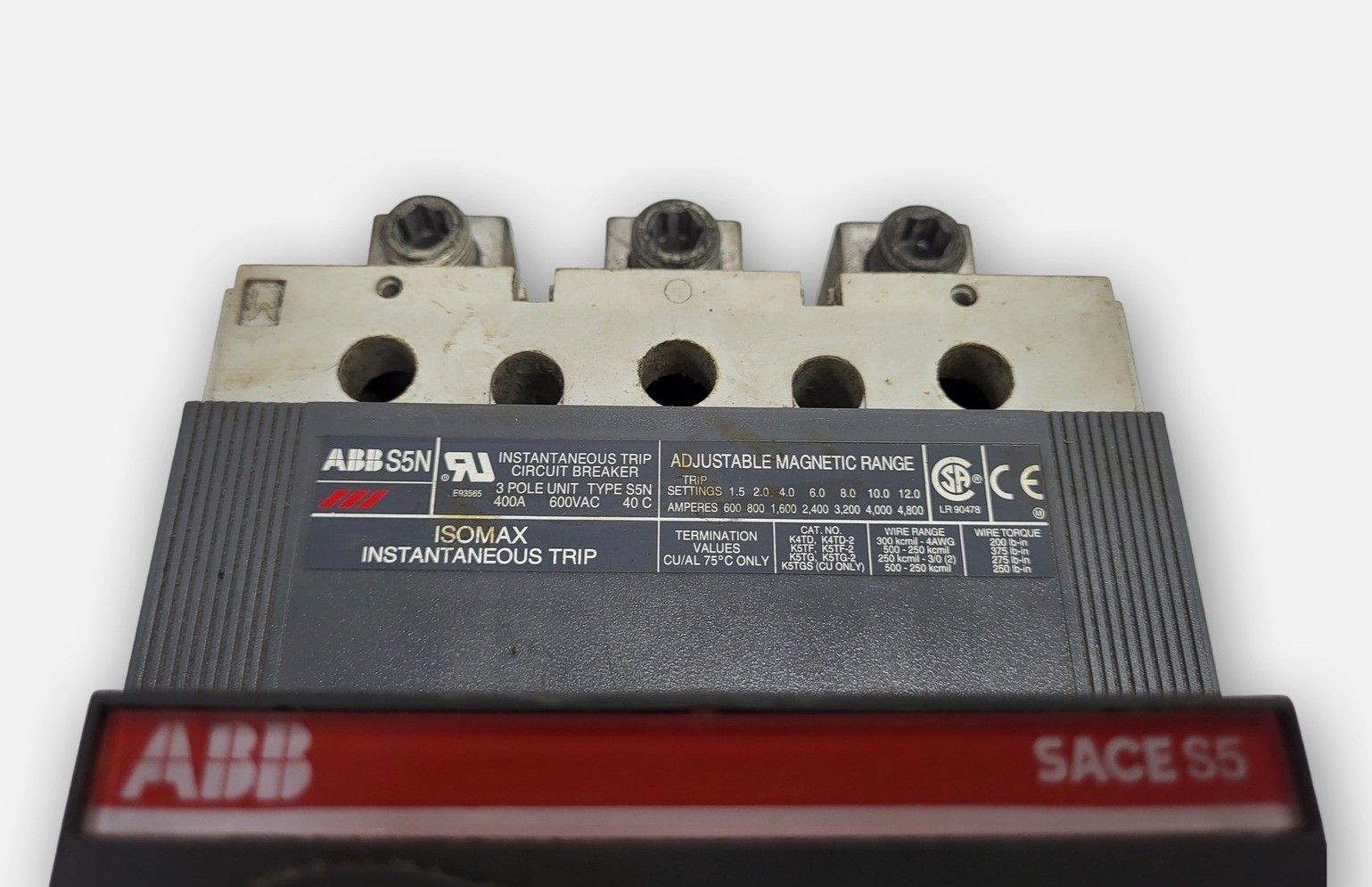 ABB S5N INSTANTANEOUS TRIP CIRCUIT BREAKER 400A 3P 600VAC
