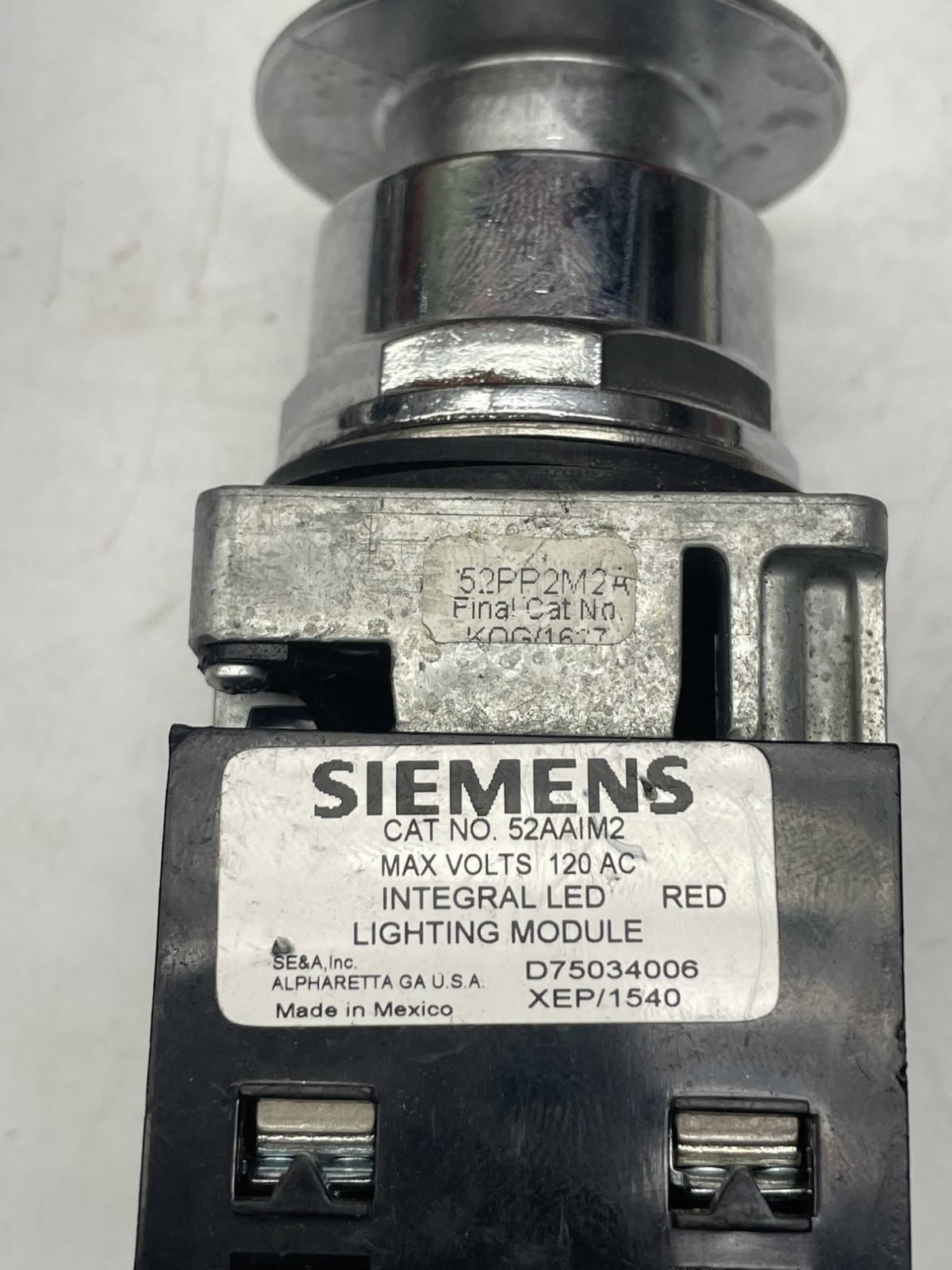 SIEMENS 52AAIM2 52PP2M2 RED PUSHBUTTON NSNP