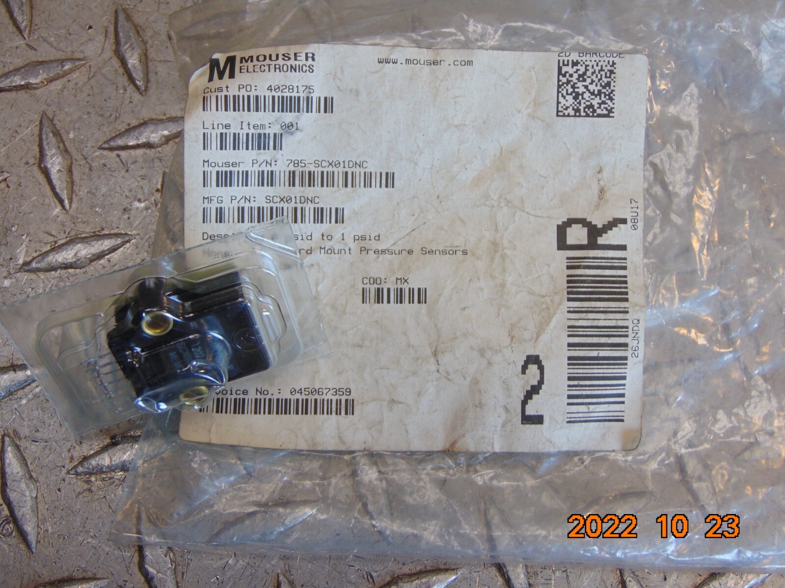 NEW MOUSER SCX01DNC BOARD MOUNT PRESSURE SENSOR