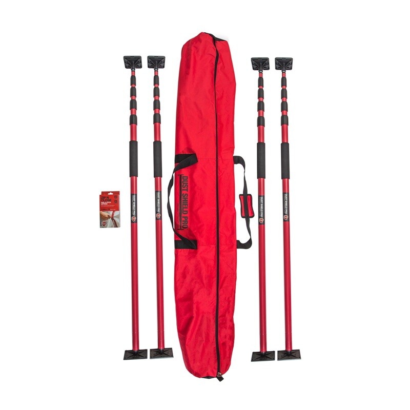 DUSTSHIELD PRO Surface Shields Barrier Kit Extendable Poles (4 Pack) To 12’ BH