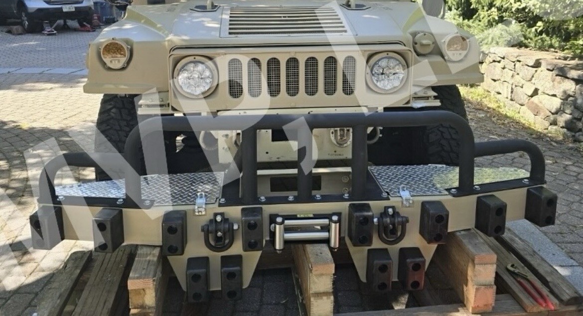 IBIS TEK Style Steel HMMWV Front Push Bumper Brush Guard “W/ Drop Down Plates”