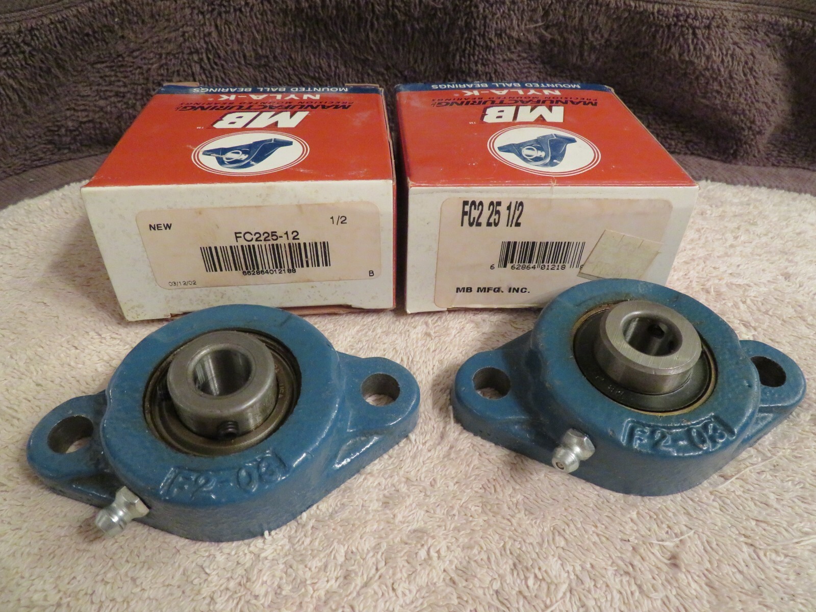 NEW MB FC2-25 1/2 PRECISION 2 BOLT FLANGE BEARING 1/2″ BORE “LOT OF 2” FC225-12