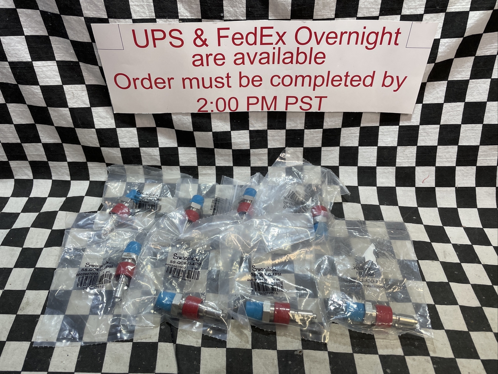 SWAGELOK SS-QC6-D-4PM, Quick Connect Stem with Valve 1/4″ NPT, LOT OF 8 #133P20